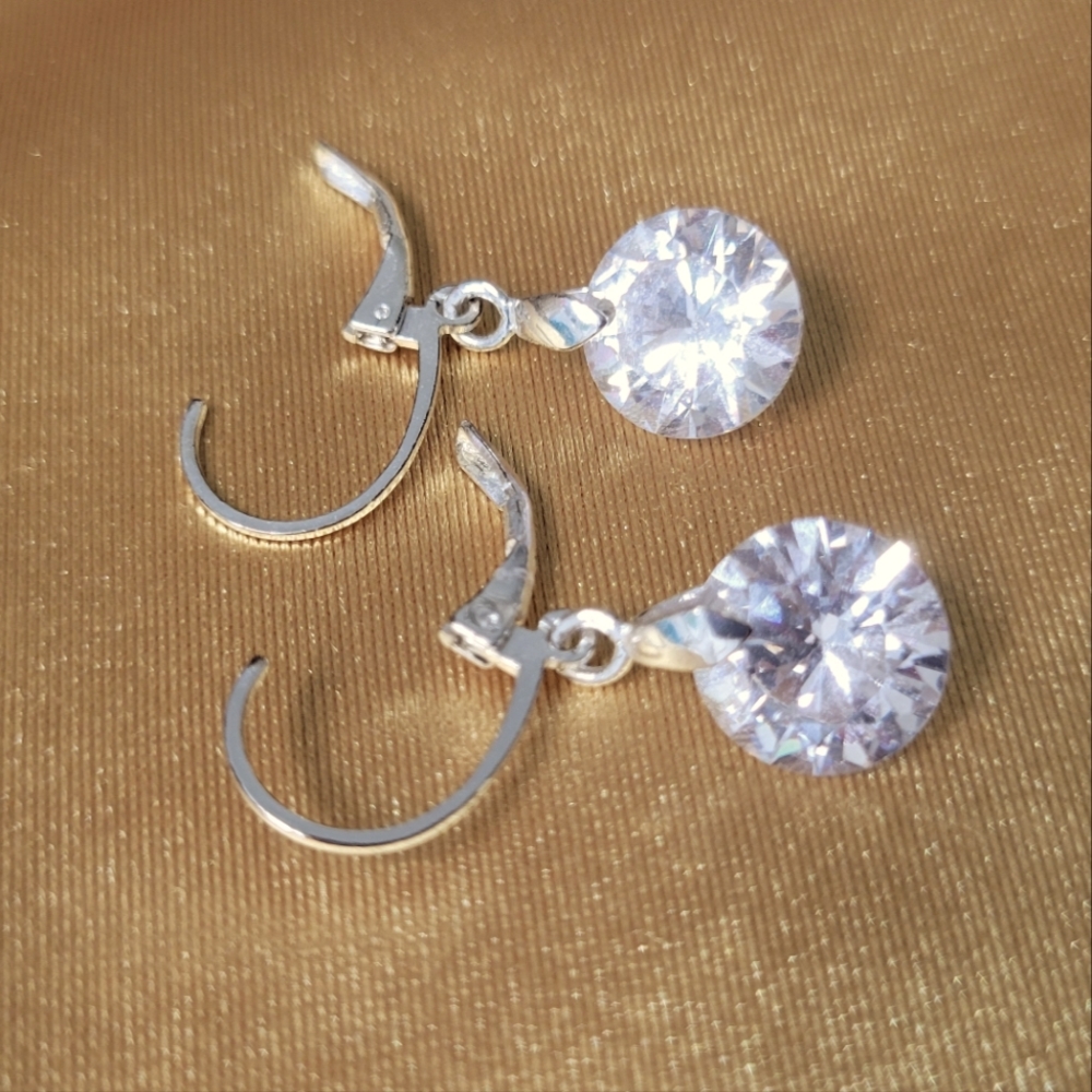 Silver and diamond earrings